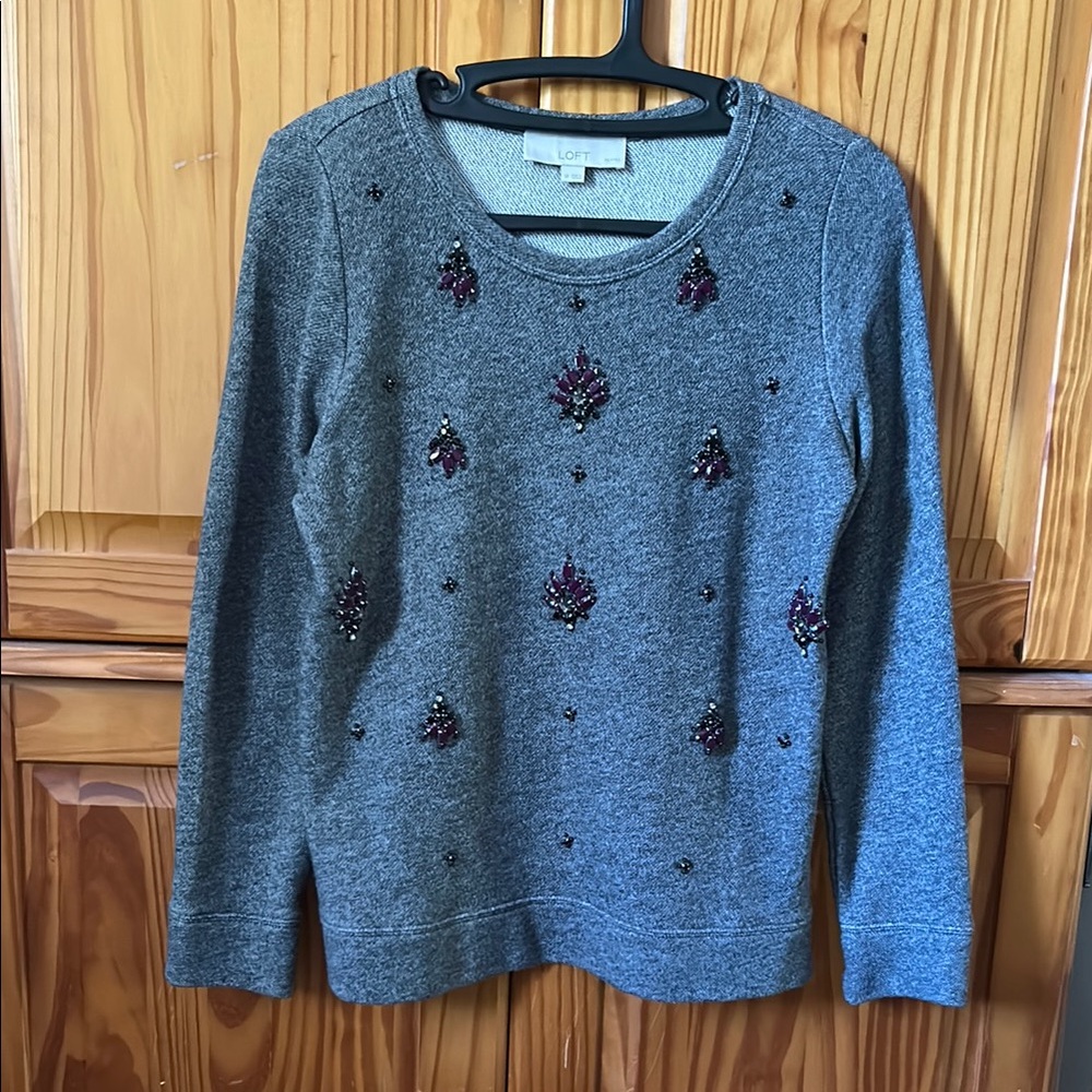 Loft Gray Embellished Women's Sweater